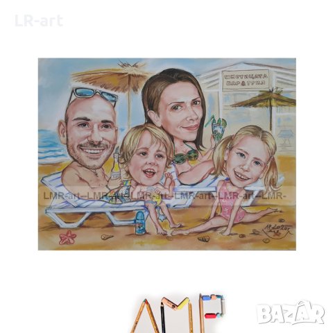  КАРИКАТУРИ, ШАРЖ с пастели и моливи, рисувани ръчно , снимка 11 - Картини - 41361382