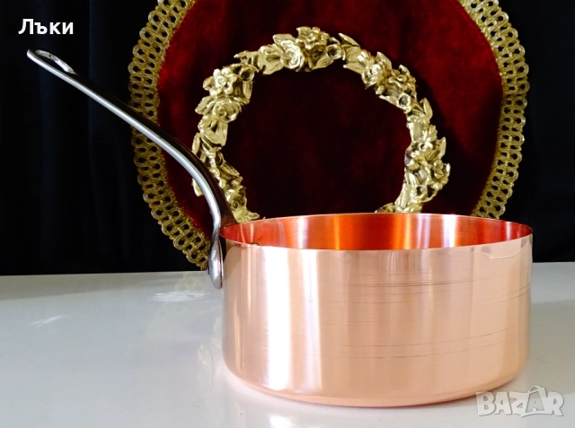 Медна тенджера 1 л.,чиста червена мед. , снимка 4 - Антикварни и старинни предмети - 52553355