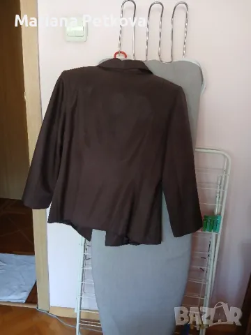 Копринено сако в шоколадов цвят, снимка 2 - Сака - 50303946