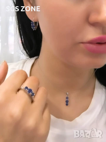 СРЕБЪРЕН МЕДАЛЬОН С РУБИН, САПФИР, ИЗУМРУД , снимка 3 - Колиета, медальони, синджири - 51143762