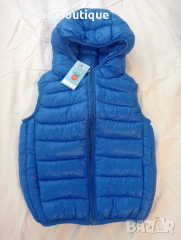 Детски син елек с качулка