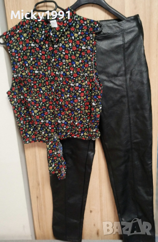Сет кожени панталони ginatricot +риза H&M