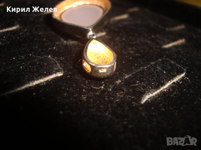 ПОЗЛАТЕН СРЕБЪРЕН АРТ МЕДАЛЬОН СРЕБРО 925 с ЮВЕЛИРНО ШЛИФОВАН РОЗОВ ОПАЛ 25164, снимка 12 - Колиета, медальони, синджири - 35926870