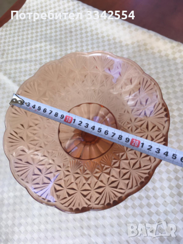 ФРУКТИЕРА КУПА ГОЛЯМА СТЪКЛО СТОЛЧЕ РЕЛЕФ ДЕБЕЛОСТЕННА ОТ 70-ТЕ, снимка 4 - Сервизи - 36268573