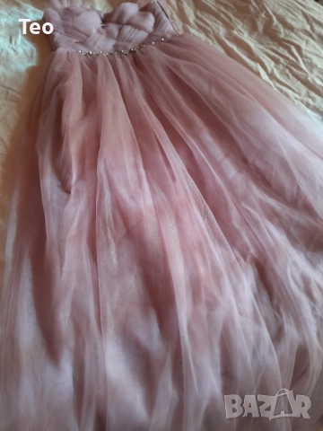 Официална дълга рокля, светло розово, тюл, снимка 4 - Рокли - 52931136