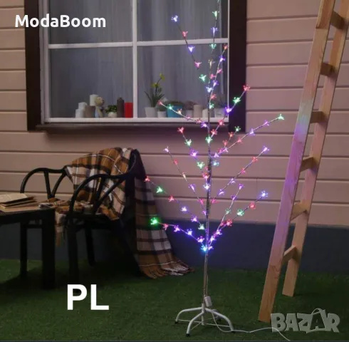 Коледно Бяло/синьо светещо дърво разноцветни 220 бр. LED, снимка 2 - Декорация за дома - 48043497