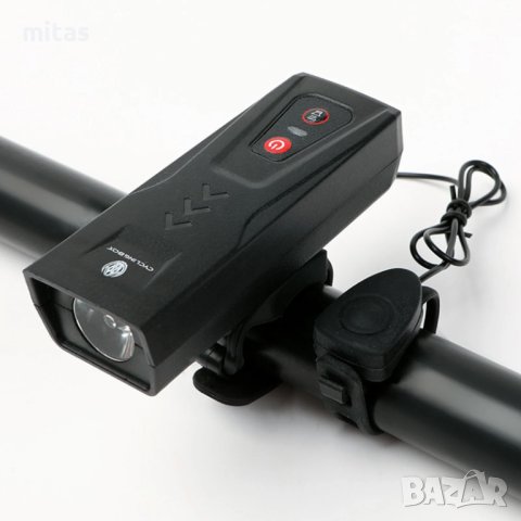 Предна LED светлина за велосипед с клаксон XLT-105, 210LM, USB, снимка 2 - Аксесоари за велосипеди - 41608676