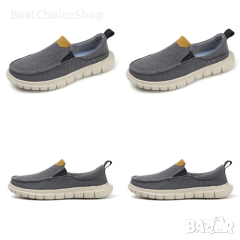 Мъжки обувки без връзки с нехлъзгащи стелки, леки, дишащи - Сиви, снимка 5 - Ежедневни обувки - 53255261