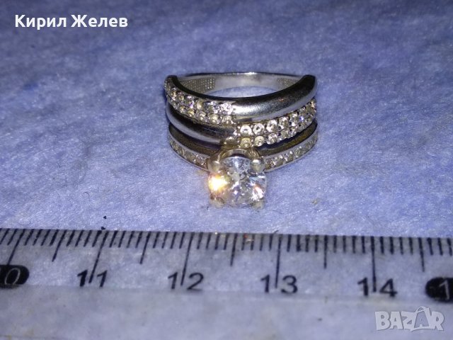СКЪПОЦЕНЕН СРЕБЪРЕН ПРЪСТЕН АРТ МОДЕЛ СРЕБРО 925 с БЯЛА ПОЗЛАТА и ГОЛЯМ ФАСЕТИРАН ЦИРКОНИЙ 17397, снимка 11 - Пръстени - 40556727