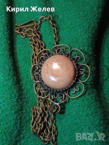 СТАР БРОНЗОВ НАКИТ РЕТРО АРТ БИЖУ с ГОЛЯМ ФАТУРАН с ДАМАРИ 12355, снимка 2 - Колиета, медальони, синджири - 29825591