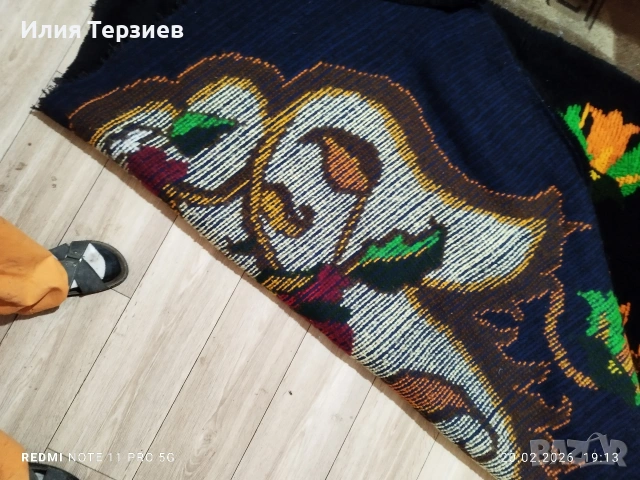 Ръчно тъкан вълнен китеник (губер) с богат флорален мотив – 170х200 см, снимка 3 - Покривки за легло - 53566904