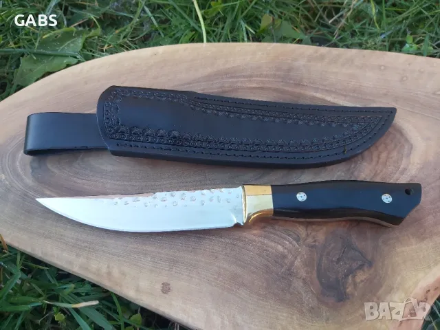 Ловен нож фултанг с кожена кания, снимка 2 - Ножове - 49230242