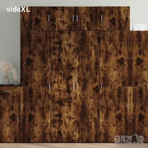 vidaXL Шкаф за съхранение, опушен дъб, 80x42,5x225 см, инженерно дърво（SKU: 3281354）, снимка 2 - Етажерки - 56125249
