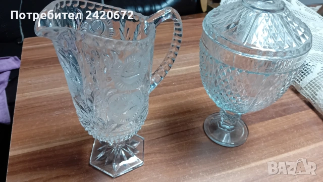 кристална кана Bohemia и кристална купа, снимка 9 - Кани - 53657725
