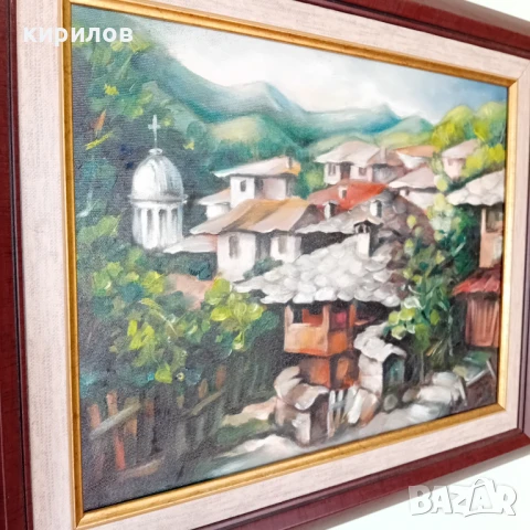 Маслена картина със селски пейзаж, снимка 7 - Картини - 50782134