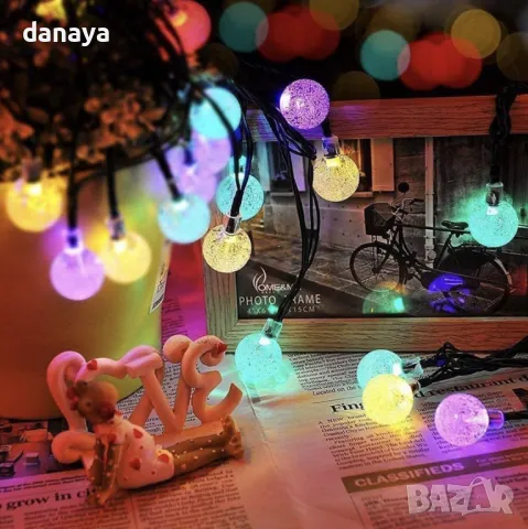 5429 Многоцветни соларни лампички Топчета соларен гирлянд, 3 метра, снимка 8 - Градински мебели, декорация  - 47806199