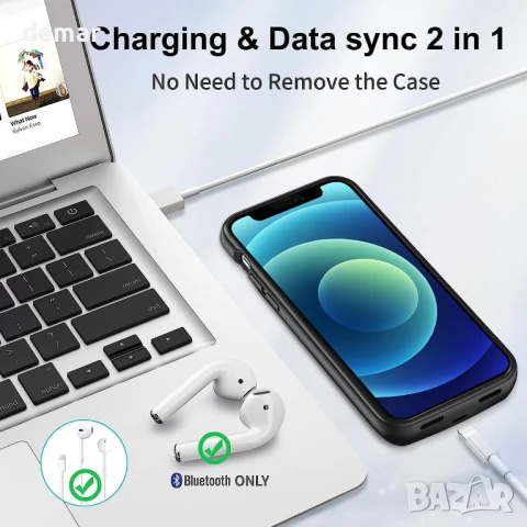 YISHDA калъф с батерия за iPhone 12 Mini/13 Mini (5.4 инча, черен), 6800mAh, снимка 5 - Калъфи, кейсове - 50687836