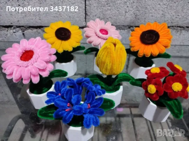  Ръчно изработени плюшени цветя. От бюджетни предложения, до оригинални такивя, снимка 5 - Изкуствени цветя - 49174922