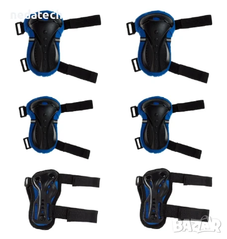 Комплект защитни наколенки, протектори за китки и налакътници, Син,  6 бр., снимка 2 - Спортна екипировка - 50938416