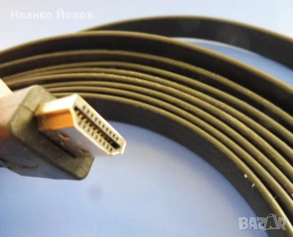 Високоскоростен HDMI мъжки / HDMI мъжки кабел, златен, Ethernet, плосък, дължина 5 м, снимка 5 - Кабели и адаптери - 55998852