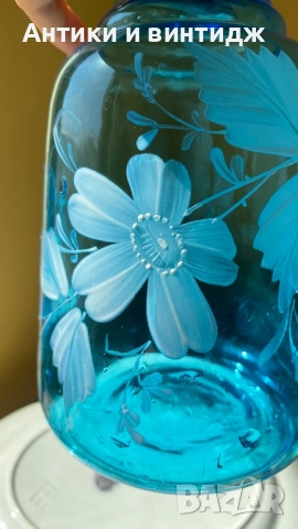 Античен декантер за вода, от витриолно стъкло, снимка 3 - Други - 51841814