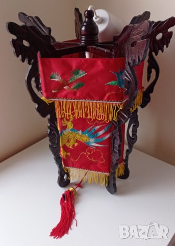 Китайски Фенер плат и дърво, снимка 2 - Антикварни и старинни предмети - 35979491
