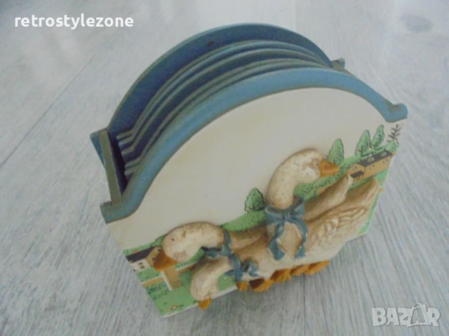 № 8119  комплект стари ретро подложки от дърво и корк с орнаменти  , снимка 4 - Други ценни предмети - 50835587