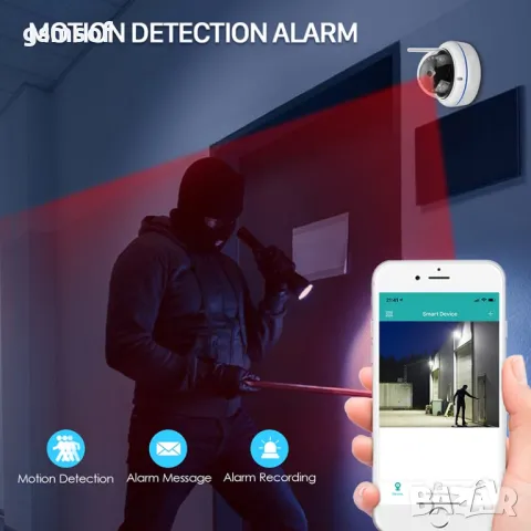 WiFi куполна камера 2mpx за видеонаблюдение Icsee, Xmeye, снимка 9 - IP камери - 49266234