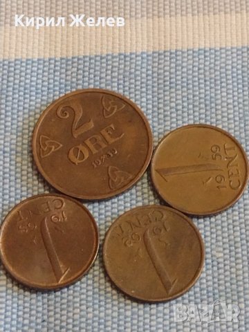 Четири монети 2 йоре 1939г. Норвегия / 1 цент Недерландия за КОЛЕКЦИЯ ДЕКОРАЦИЯ 30353
