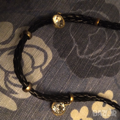  Кожено колие с позлата и сваровски разпродажба , снимка 5 - Колиета, медальони, синджири - 36311983