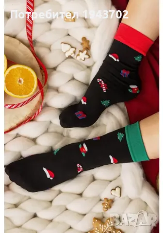 Коледни дамски чорапи в черен цвят CHRISTMAS Gabriella