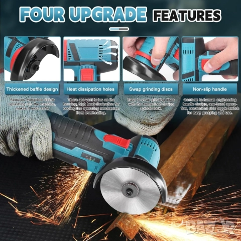 Мини Акумулаторен Ъглошлайф (Ръчна Шлайфмашина) с две батерии и кутия, снимка 6 - Други инструменти - 52436982