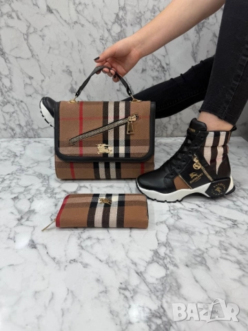дамски комплект маратонки, чанта и портмоне Burberry , снимка 2 - Маратонки - 52093151