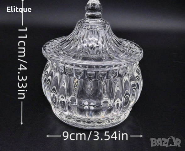 Стъклена захарница с капак, снимка 2 - Други стоки за дома - 52861441