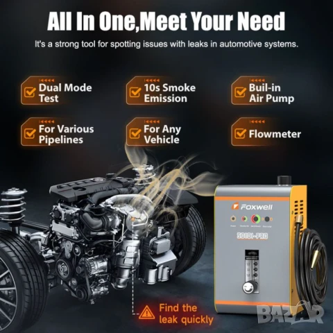 Машина за дим | Автомобилен тестер за откриване на утечки с пушек, снимка 5 - Други машини и части - 50821075