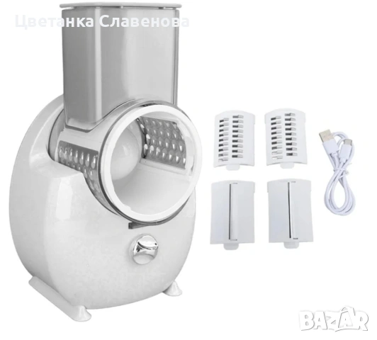 Електрическа кухненска машина за рязане на зеленчуци, ренде за сирене, за картофи, репички, лук, снимка 3 - Кухненски роботи - 53060829