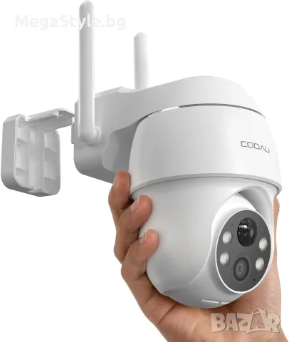 Безжична Охранителна Камера COOAU Q02 – 2K FHD, 360° Оглед, AI Детекция и Батерия