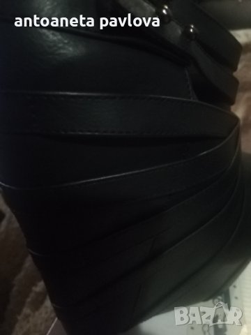 Интересни черни боти с каишки, снимка 4 - Дамски боти - 38871825