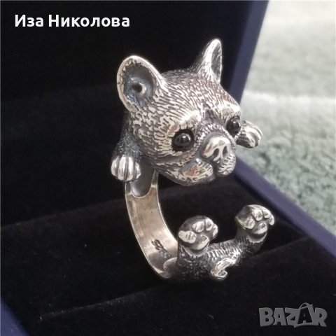 Сребърен пръстен котка