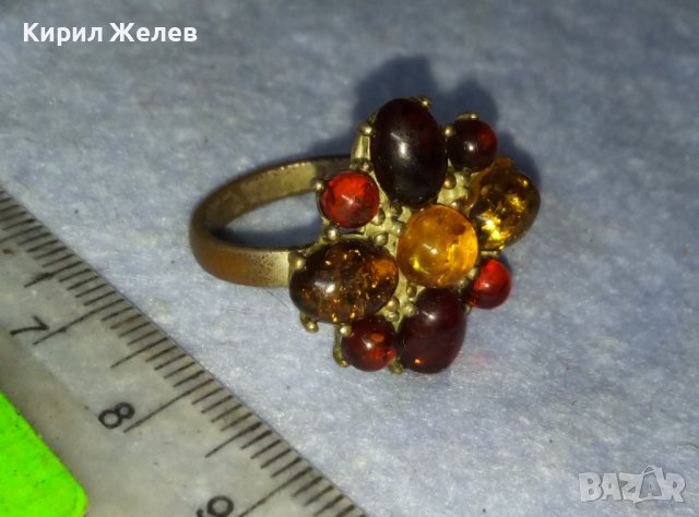 ПРЕКРАСЕН СТАР КЕХЛИБАРЕН МЕДЕН СКЪПОЦЕНЕН РЕТРО ПРЪСТЕН 27576, снимка 6 - Антикварни и старинни предмети - 42116400