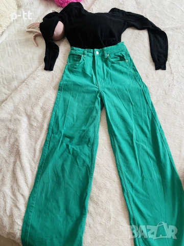 Зелени уникални дънки , снимка 2 - Дънки - 52345848