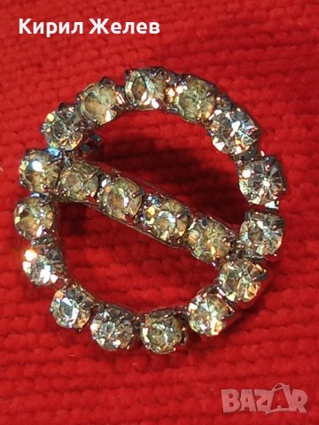 МЕСИНГОВА ПОСРЕБРЕНА РЕТРО БРОШКА с БЛЕСТЯЩИ ФАСЕТИРАНИ БОХЕМСКИ КРИСТАЛИ 37019, снимка 2 - Други - 41396163