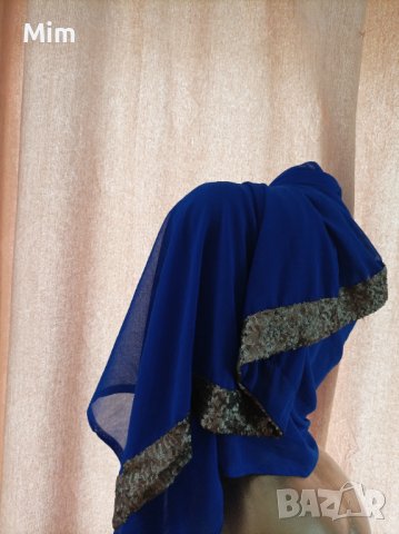 Турско син шал / парео с пайети , снимка 3 - Бански костюми - 41605952