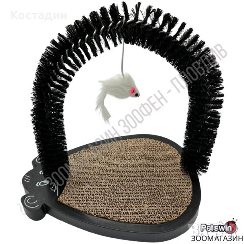 Драскало за Коте - с формата на Мишка, Играчка и Катнип - 34см/24см/34см - Черна разцветка