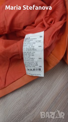 Оранжево яке естествена кожа Benetton , снимка 3 - Якета - 41900585