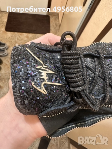 Giuseppe Zanotti London Glitter Черни Кецове 44 Оригинал - Кутия - Made in Italy, снимка 2 - Маратонки - 56202494