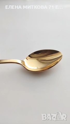 Комплект от 6 бр. немски позлатени кафени лъжички с оребрена дръжка, снимка 6 - Прибори за хранене, готвене и сервиране - 53407497