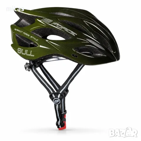 Велосипедна каска FORCE BULL HUE, In-Mold, S/M 56–58 см, Черно-зелена, CE Сертификат, снимка 6 - Аксесоари за велосипеди - 56185547