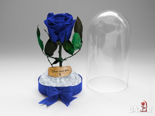Оригинален Подарък за Жена / Синя Вечна Роза в Стъкленица / Естествена Роза Подарък за Имен Ден, снимка 8 - Други - 34470556