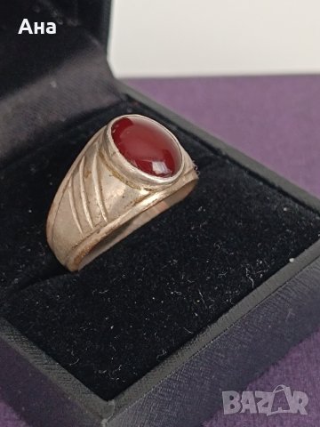   Красив сребърен пръстен с кехлибар 36 STO, снимка 3 - Пръстени - 44389626